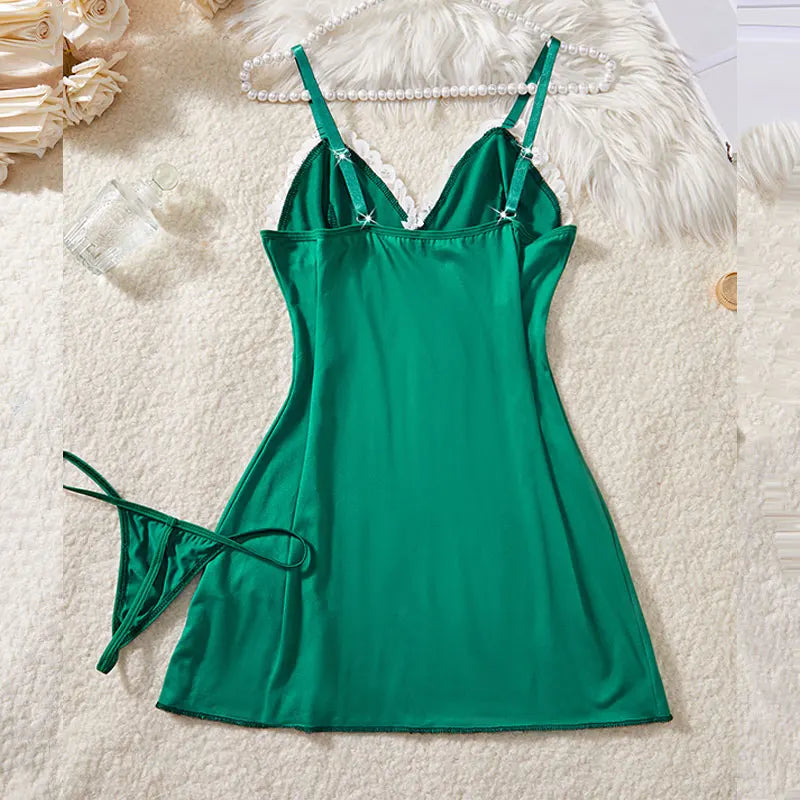 Transparent Lace Patchwork Babydoll