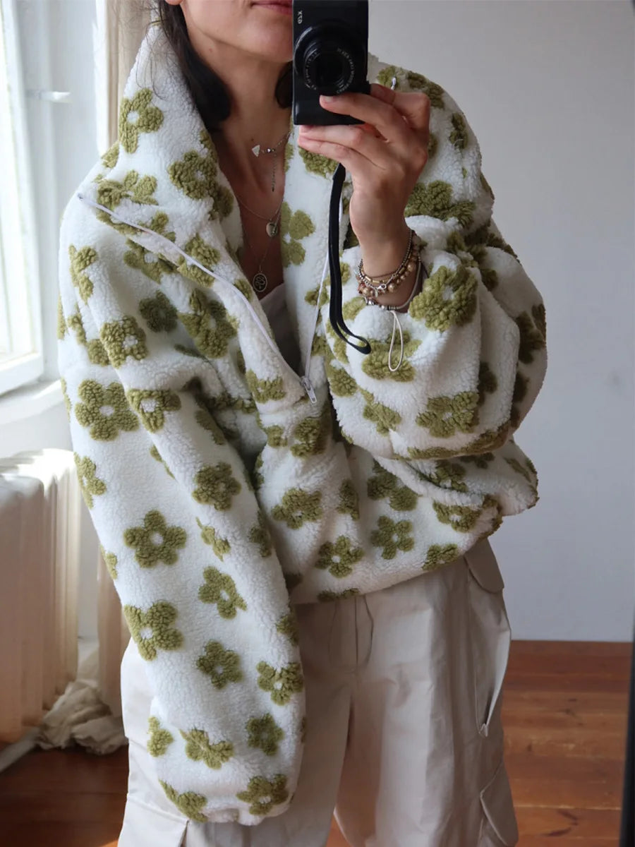 Floral Sherpa Pullover Sweatshirt