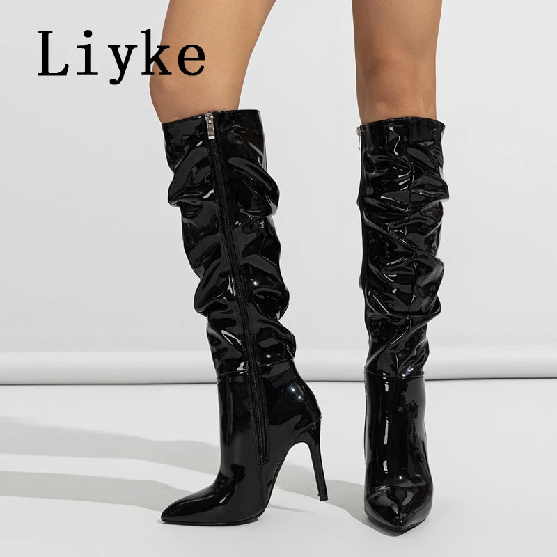 Pointed Patent Leather Zip