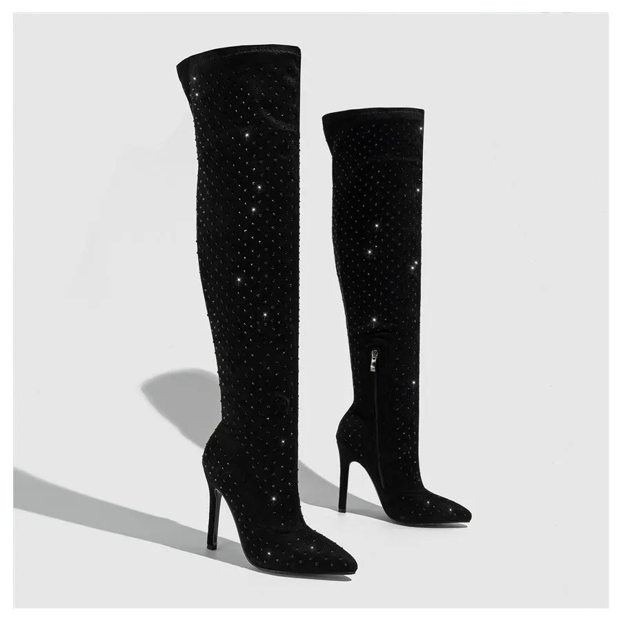 Rhinestones Thigh Highs