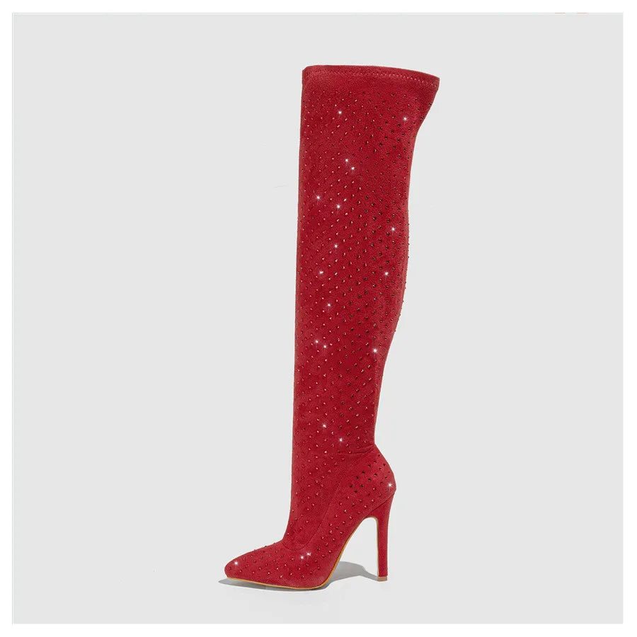 Rhinestones Thigh Highs