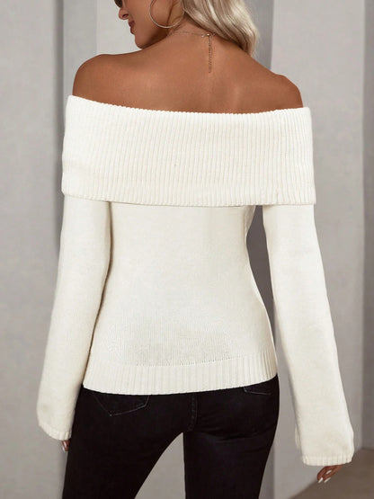 Off Shoulder Slim-Fit Sweater