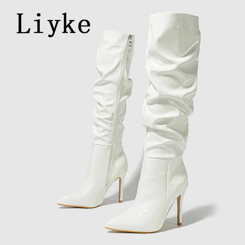 Pointed Patent Leather Zip