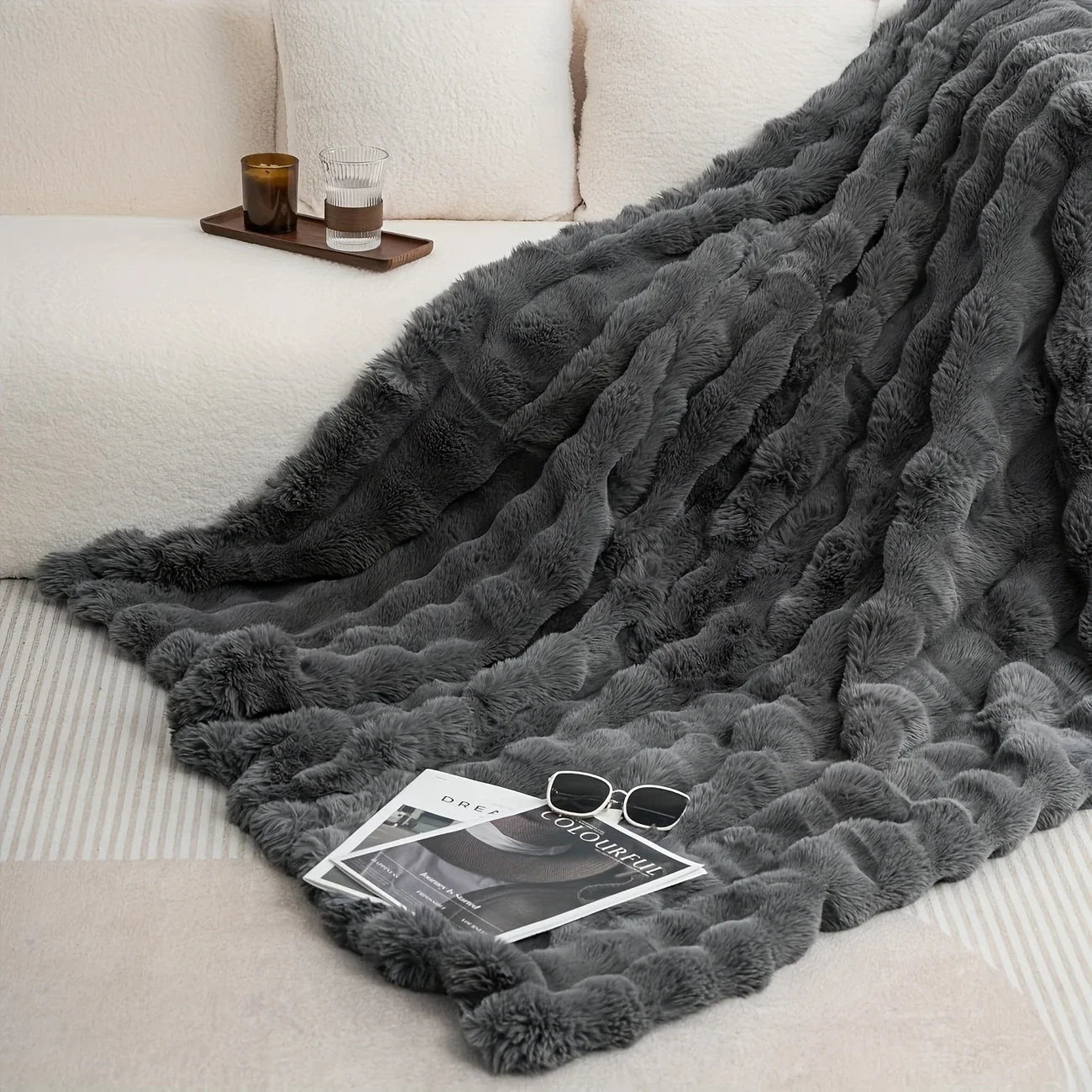 Cozy Soft Faux Fur Throw Blanket