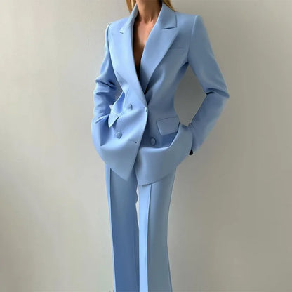 Strapless Top Flare Blazer Suit Set