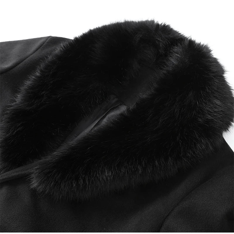 Chic Retro Black Fur Coat