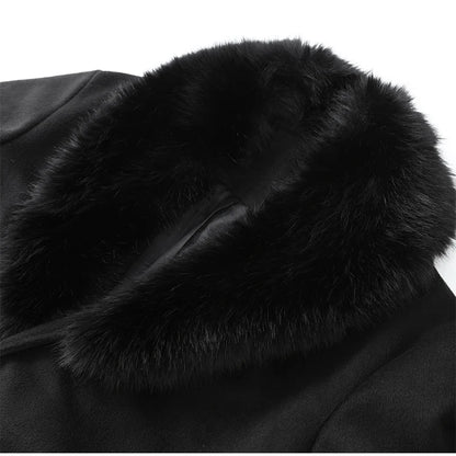 Chic Retro Black Fur Coat