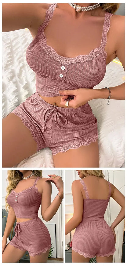 Ribbed Lace Trim Set