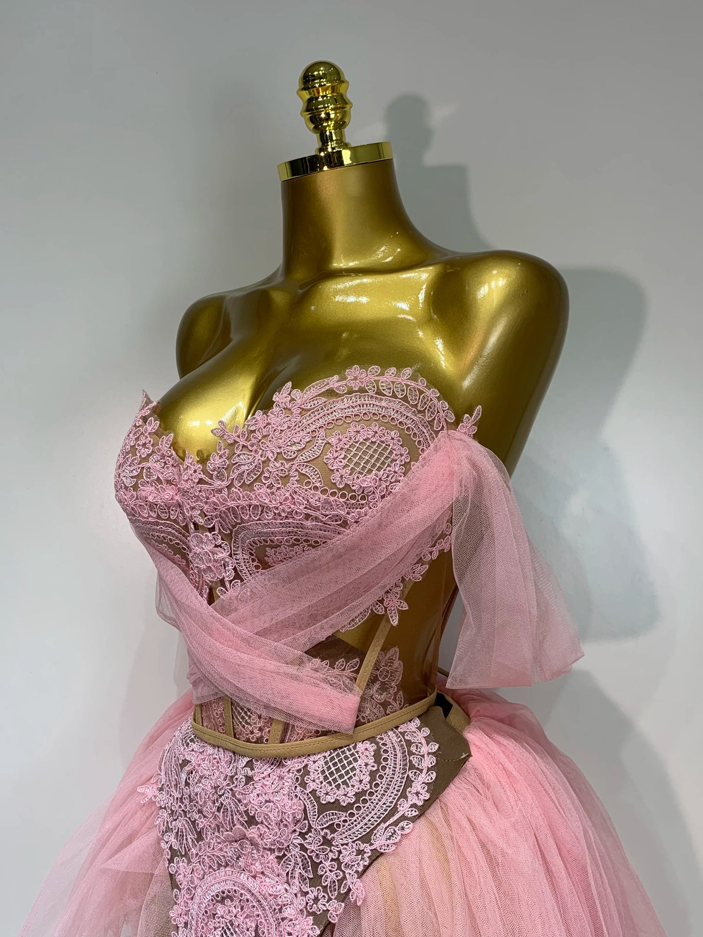 Strapless Mesh Two Piece Set