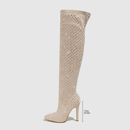Rhinestones Thigh Highs