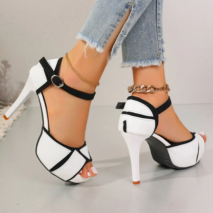 Color Block Peep Toe Pumps