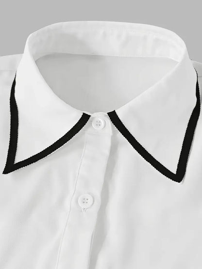 Tie Lapel Design Blouse
