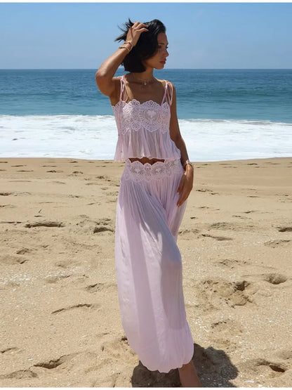 Sheer Lace Ruffle Chic Set
