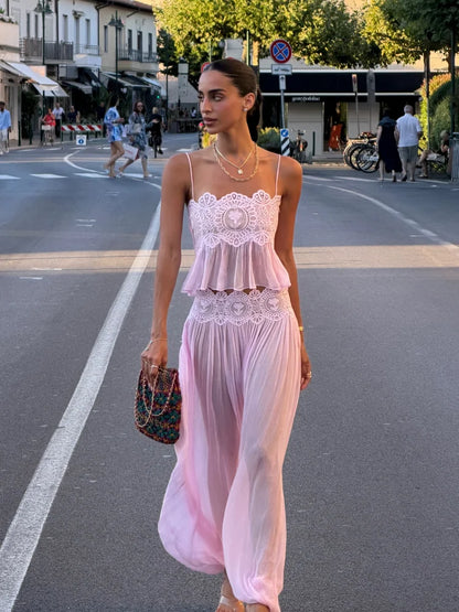 Sheer Lace Ruffle Chic Set