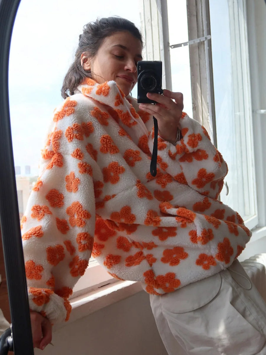 Floral Sherpa Pullover Sweatshirt