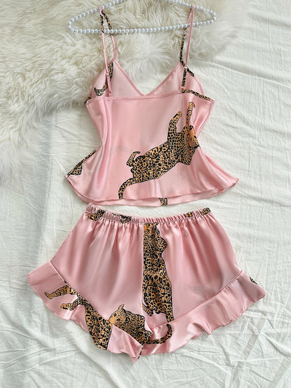 2-Piece Leopard Print Pajama Set