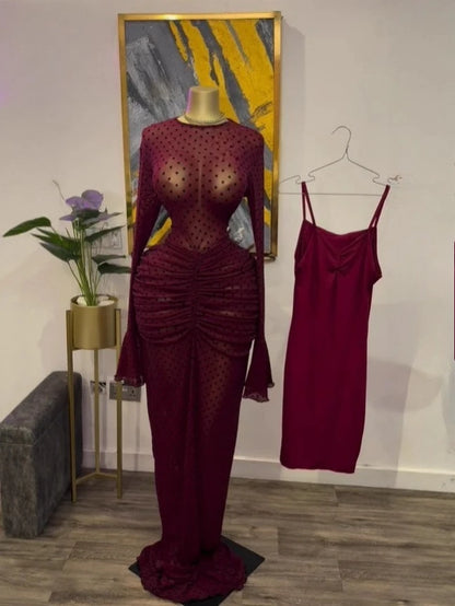 Stacked Mesh See Though with Lining