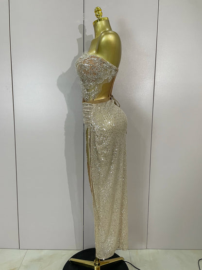 Strapless Sequin Two Pieces Set