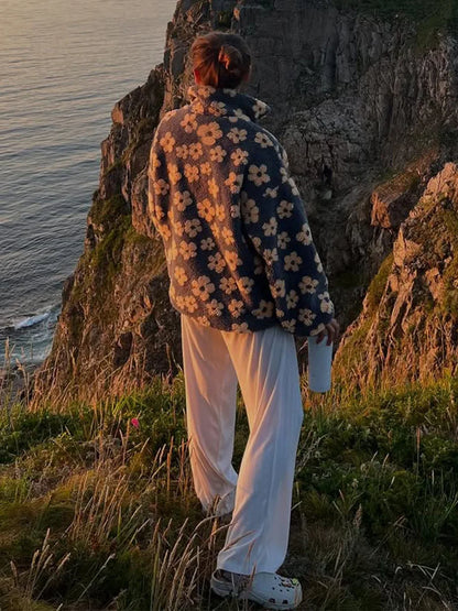 Floral Sherpa Pullover Sweatshirt