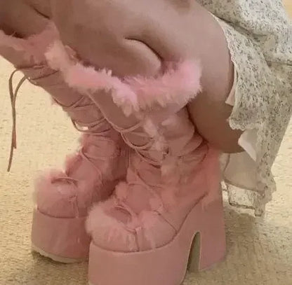 Faux Fur Platform Wedge