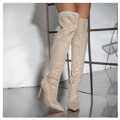 Rhinestones Thigh Highs