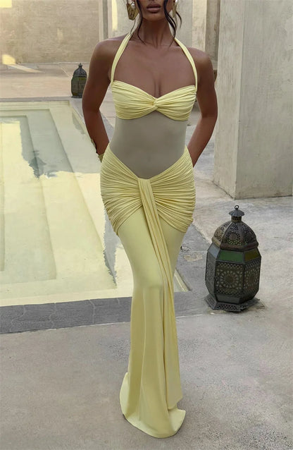 Backless Halter Maxi Dress