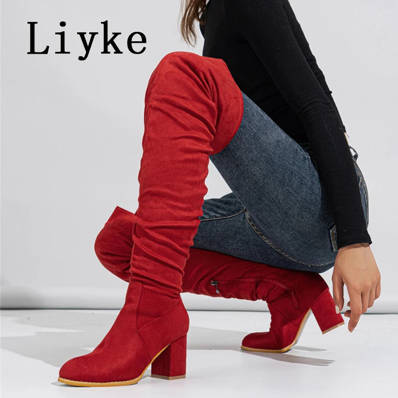 Over The Knee Chunky Block Boot