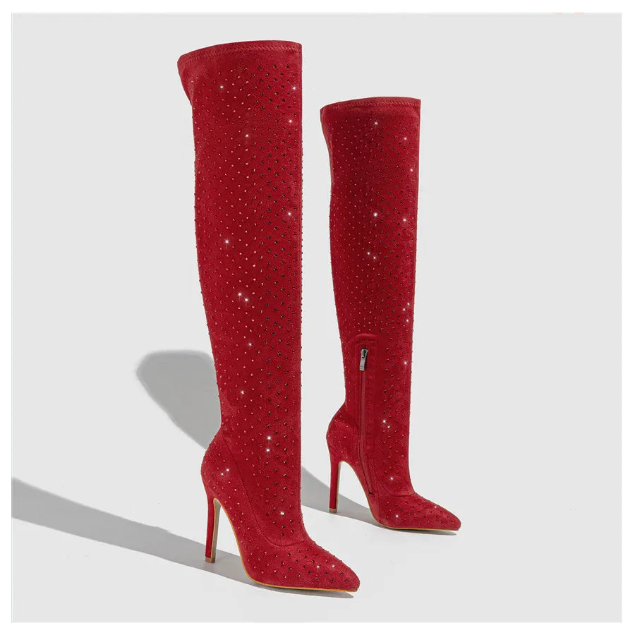Rhinestones Thigh Highs