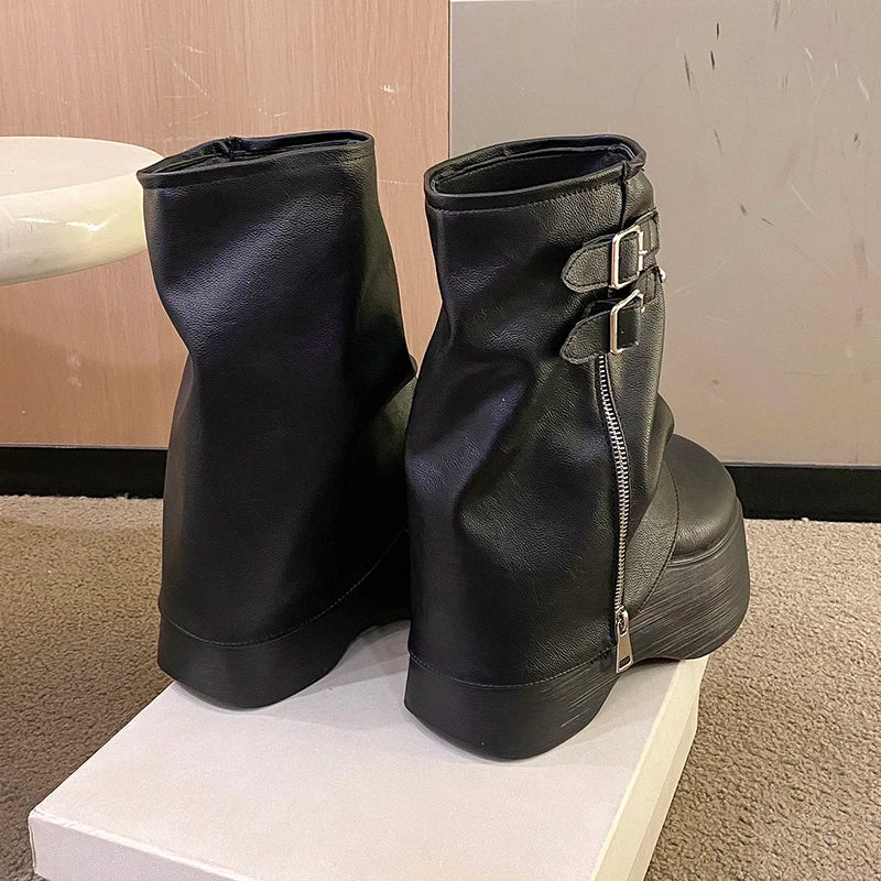 Soft Leather Mid Calf Boots
