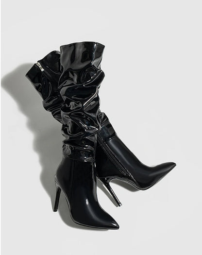 Pointed Patent Leather Zip