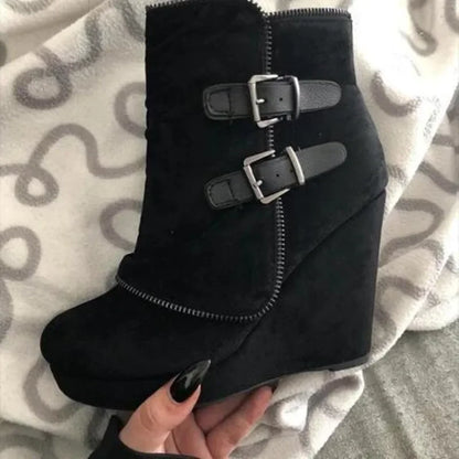 Short Suede Wedge Zipper