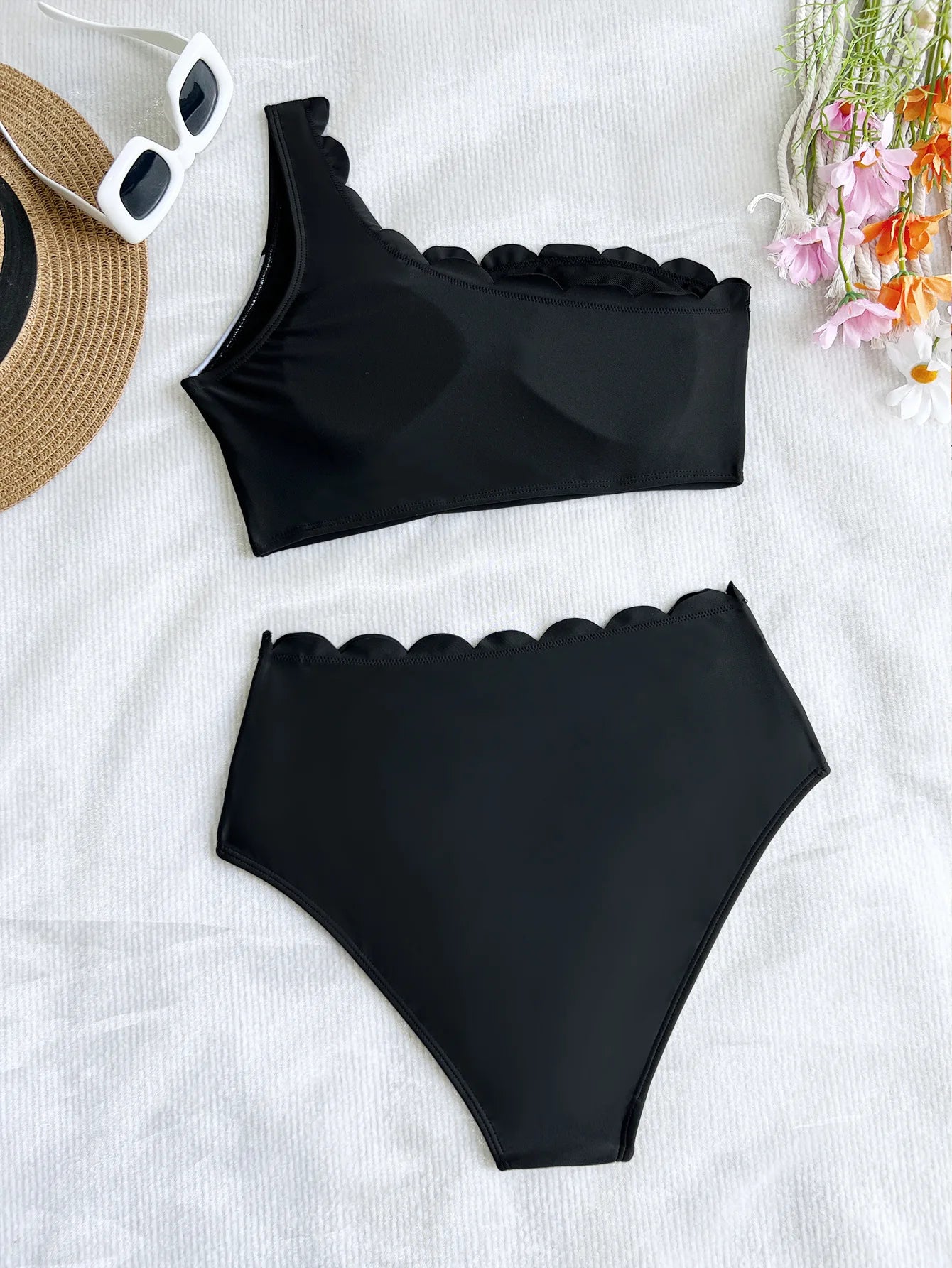 Black White Patchwork Bikini