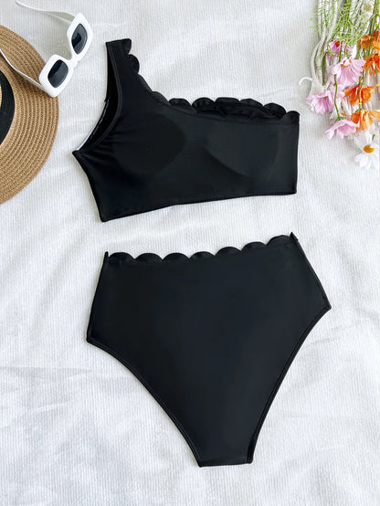 Black White Patchwork Bikini