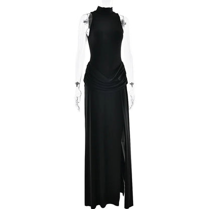 Turtleneck Pleated Maxi Dress