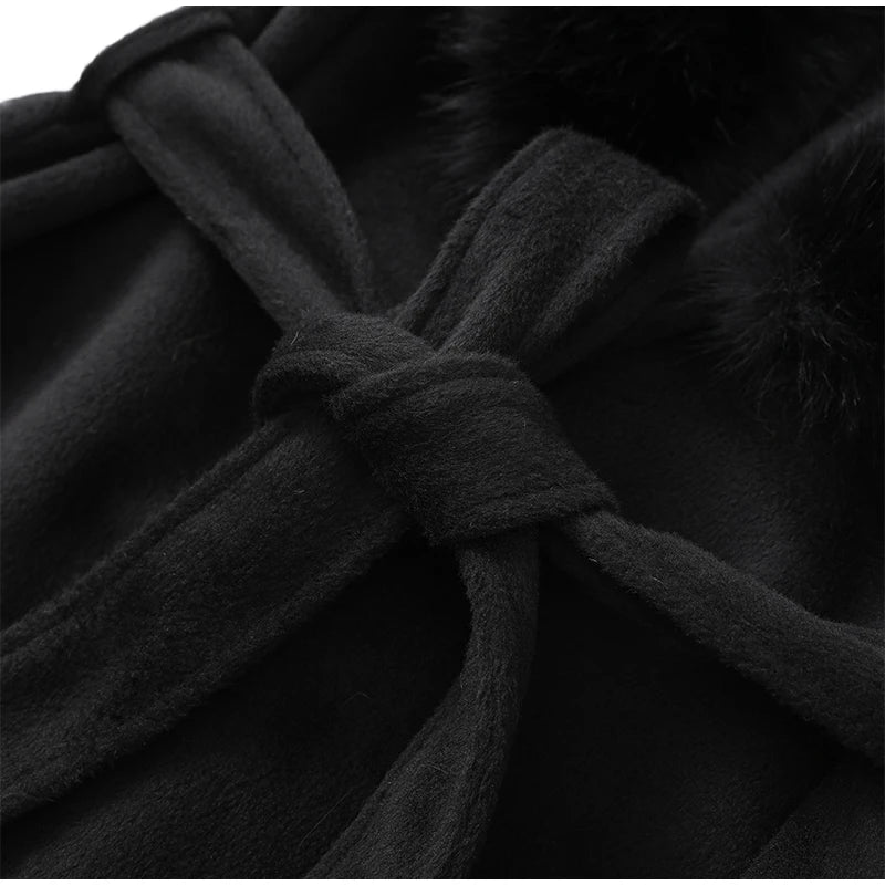 Chic Retro Black Fur Coat