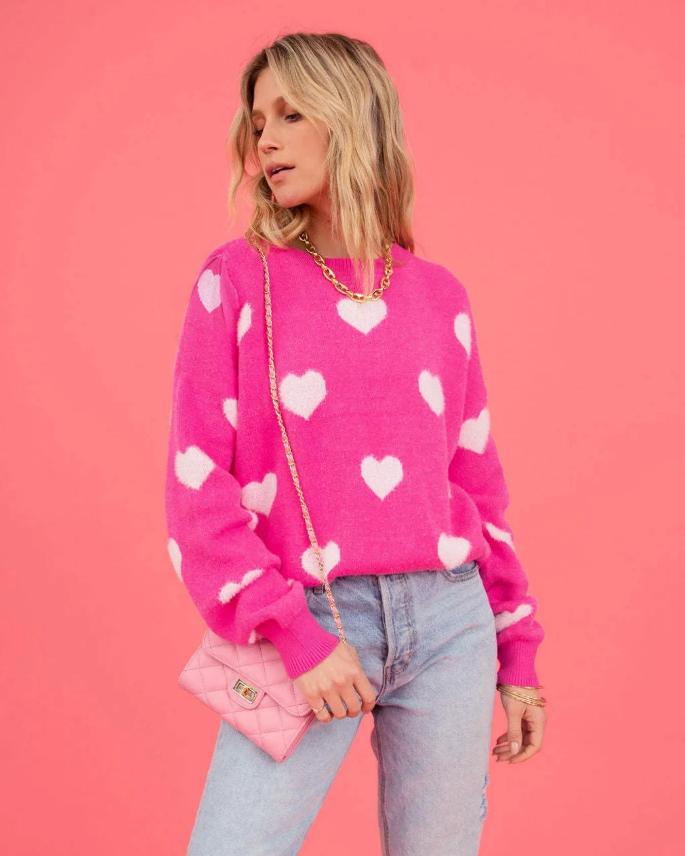 Hot Pink Oversized Knit Sweater
