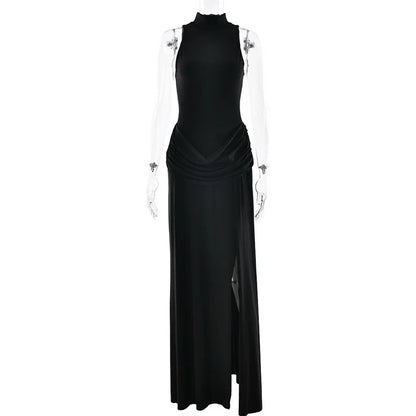 Turtleneck Pleated Maxi Dress