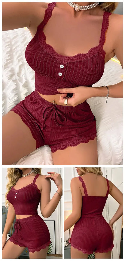 Ribbed Lace Trim Set
