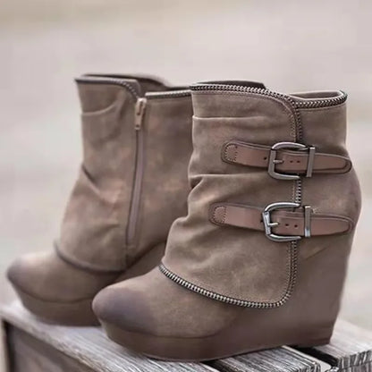 Short Suede Wedge Zipper