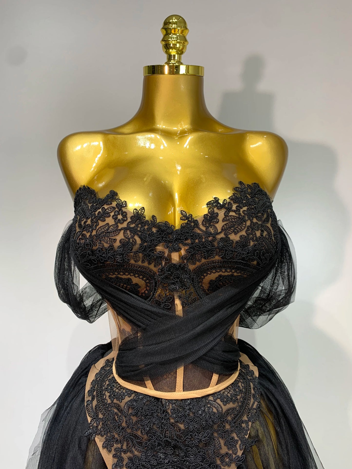 Strapless Mesh Two Piece Set