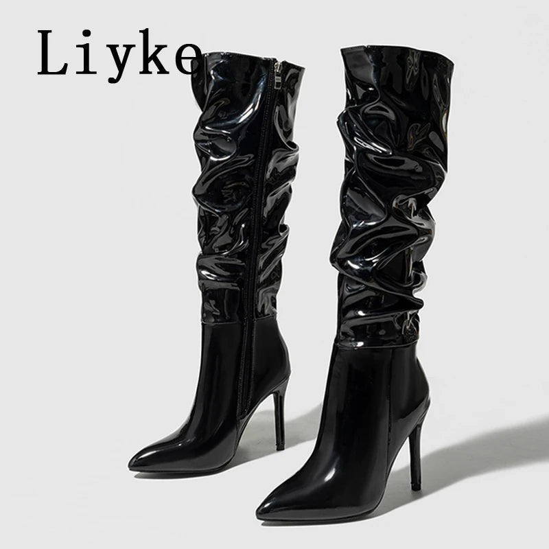 Pointed Patent Leather Zip