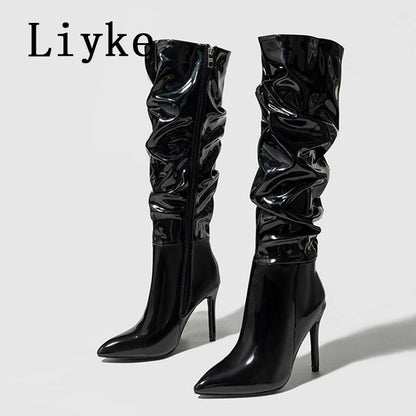 Pointed Patent Leather Zip