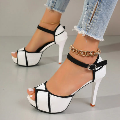 Color Block Peep Toe Pumps