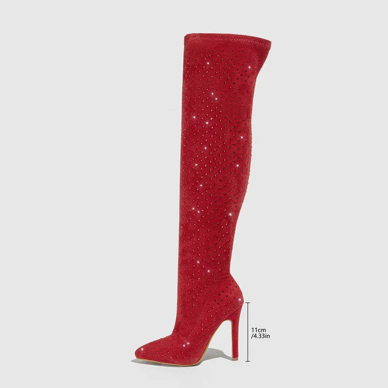 Rhinestones Thigh Highs