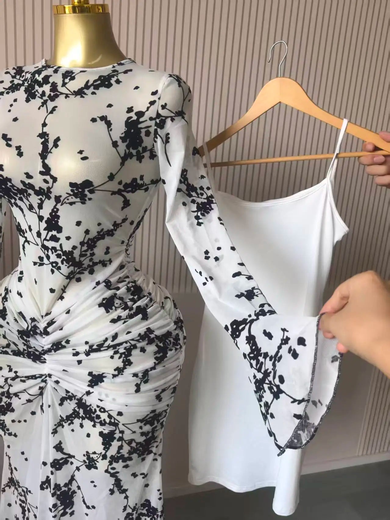 Stacked Mesh See Though with Lining