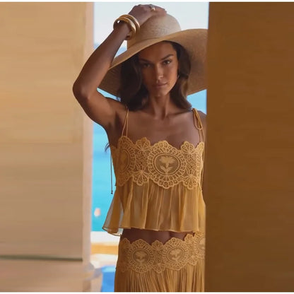 Sheer Lace Ruffle Chic Set