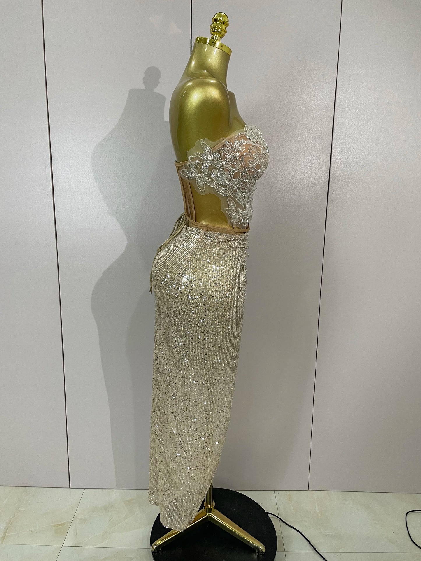 Strapless Sequin Two Pieces Set