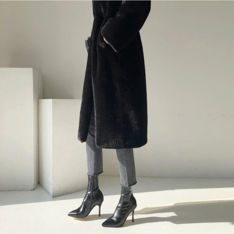 Faux Mink Fur Coat