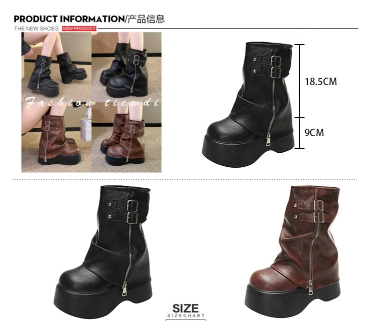Soft Leather Mid Calf Boots