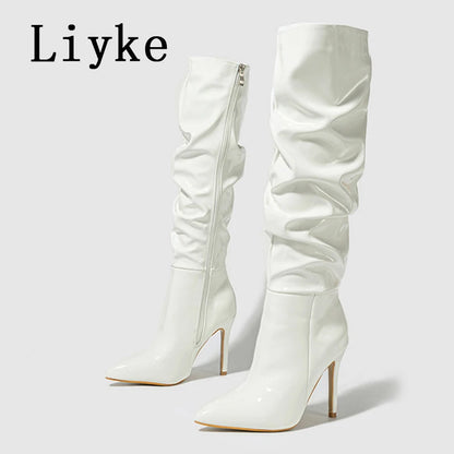 Pointed Patent Leather Zip